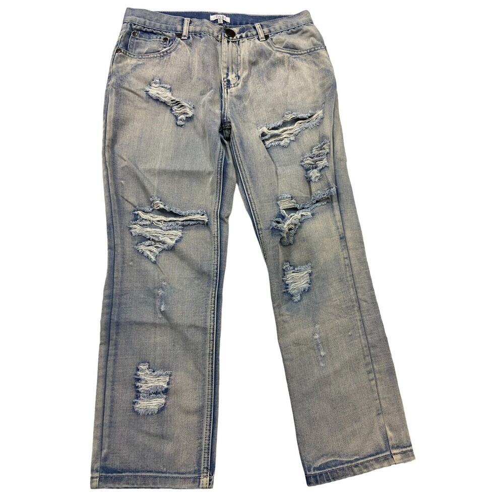 Tobi Straight Mom Jeans Womens Size 27 Denim Distressed 5 Pocket Medium Wash
